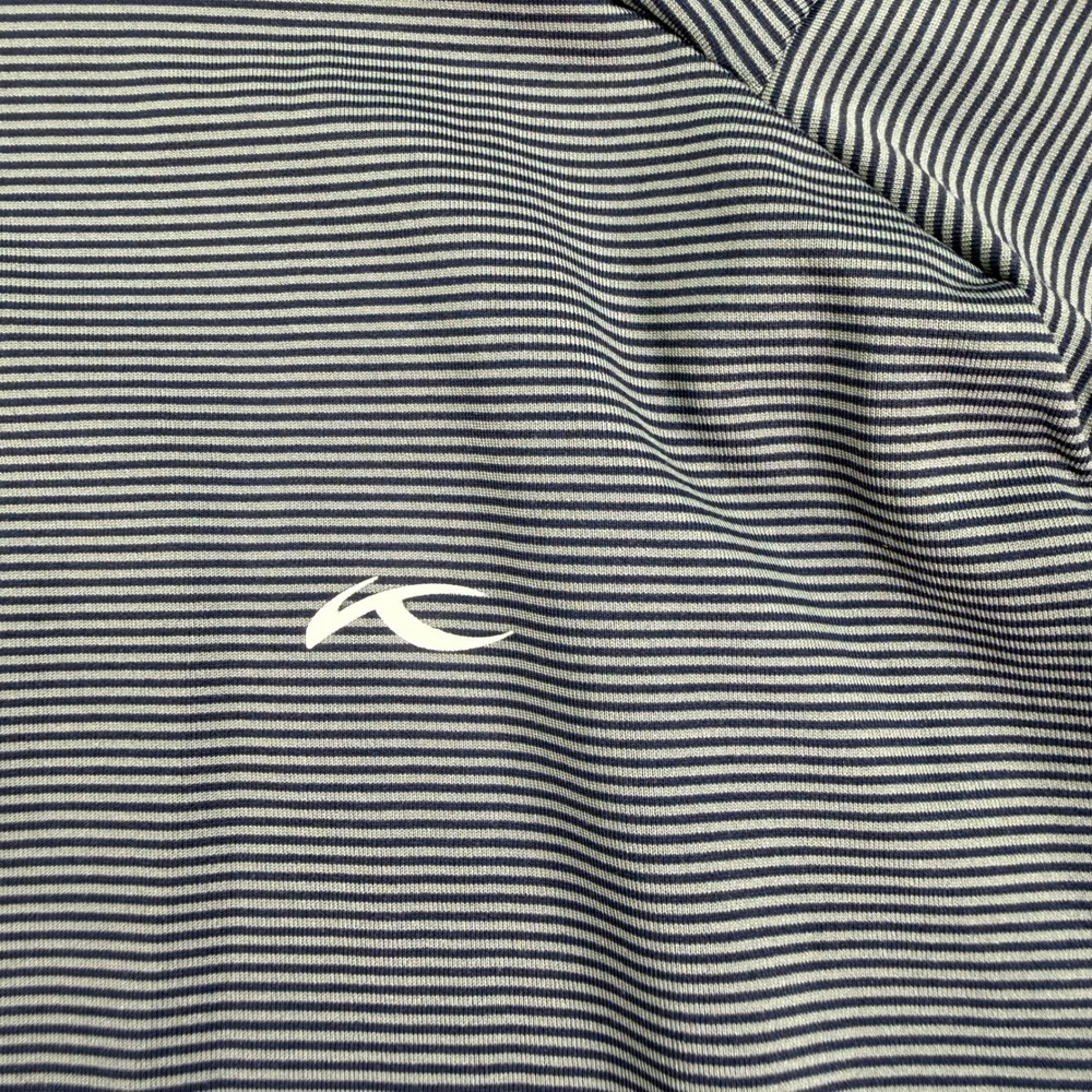 Kjus Polo Shirt Men Medium Gray Navy Stripe Performance Exmoor Country Club 1896 - Picture 10 of 14
